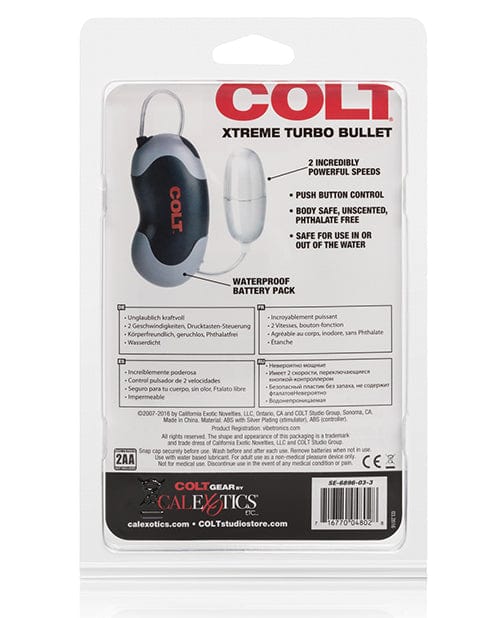 CalExotics Colt Xtreme Turbo Bullet Power Pack Waterproof - 2 Speed Silver Anal Toys