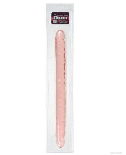 CalExotics 17" Slim Jim Duo Veined Super Slim Dong - Translucence Gel Pink Dildos