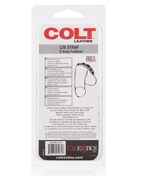 CalExotics Colt Leather C-B Strap 5 Snap Fastener - Black Dildos