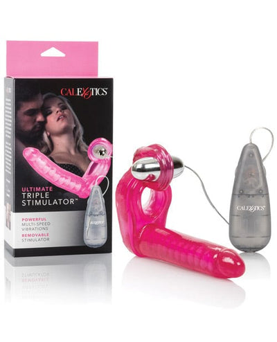 CalExotics The Ultimate Triple Stimulator Flexible Dong with Cock Ring - Pink Dildos