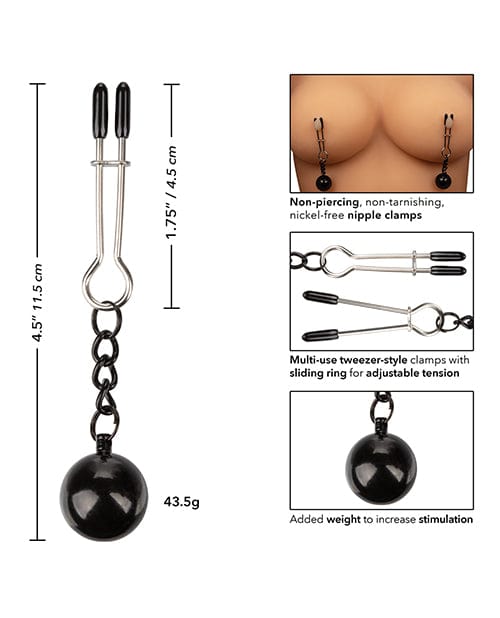 CalExotics Nipple Grips Weighted Tweezer Nipple Clamps -silver Kink & BDSM