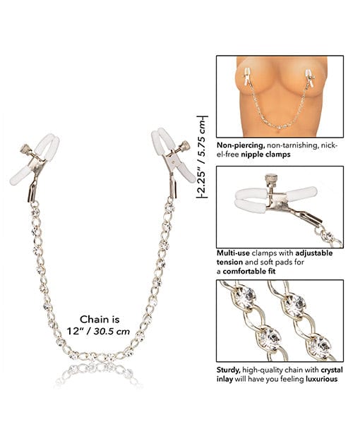 CalExotics Nipple Play Crystal Nipple Clamps - Clear Kink & BDSM