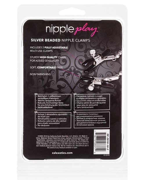 CalExotics Nipple Play Silver Beaded Nipple Clamps Kink &amp; BDSM