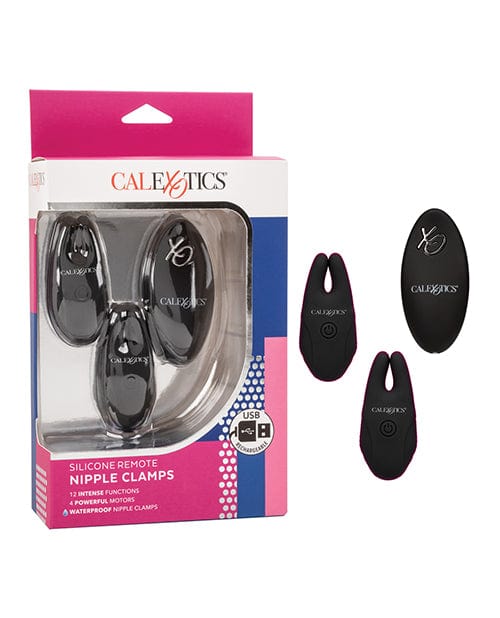 CalExotics Silicone Nipple Clamps with Remote Black Kink &amp; BDSM