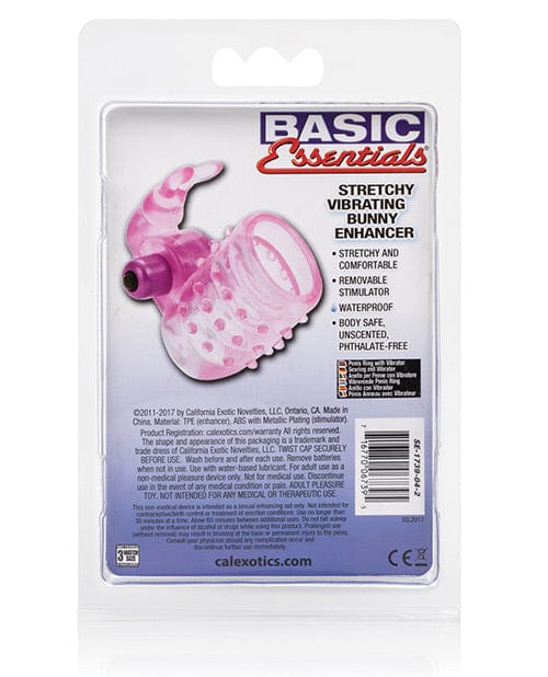 CalExotics Basic Essentials Stretchy Vibrating Bunny Enhancer - Pink Penis Toys