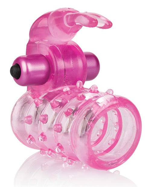 CalExotics Basic Essentials Stretchy Vibrating Bunny Enhancer - Pink Penis Toys