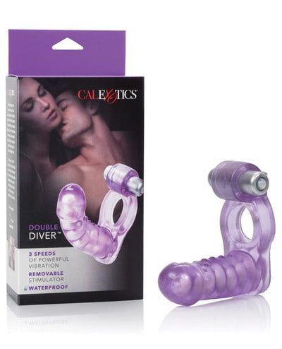 CalExotics Double Diver Vibrating Enhancer with Flexible Penetrator - Purple Penis Toys