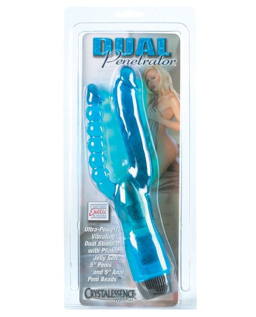 CalExotics Crystalessence 5" Dual Penetrator - Blue Vibrators