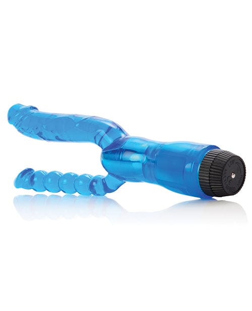 CalExotics Crystalessence 5" Dual Penetrator - Blue Vibrators