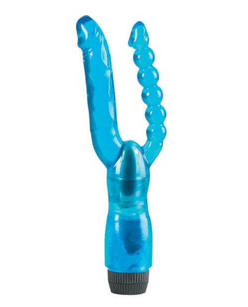 CalExotics Crystalessence 5" Dual Penetrator - Blue Vibrators