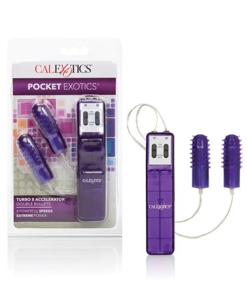 CalExotics Pocket Exotics Turbo 8 Accelerator Double Bullets - Purple Vibrators
