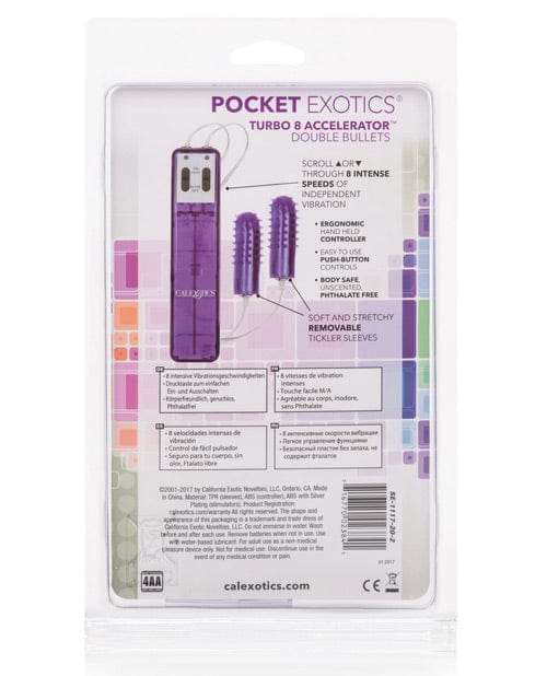CalExotics Pocket Exotics Turbo 8 Accelerator Double Bullets - Purple Vibrators