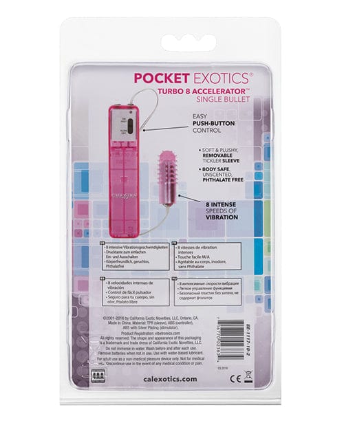CalExotics Pocket Exotics Turbo 8 Accelerator Single Bullet - Pink Vibrators