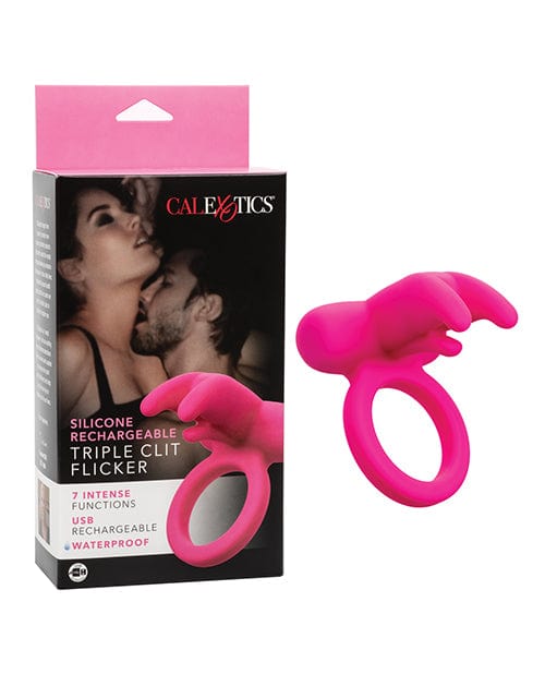 CalExotics Silicone Rechargeable Triple Clit Flicker - Pink Vibrators