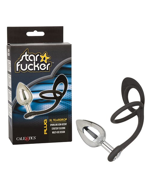 California Exotic Novelties Star Fucker Xl Teardrop Gem Plug W-silicone Enhancer - Black Anal Toys