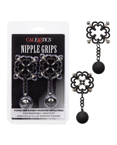 California Exotic Novelties Nipple Grips Power Grip 4 Point Weighted Nipple Press - Black Kink & BDSM