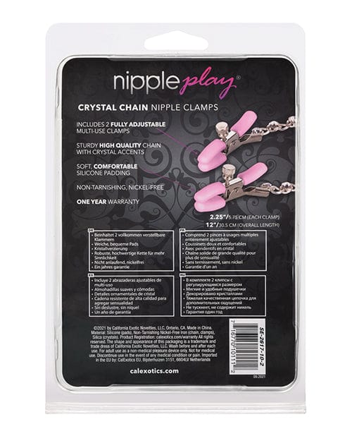California Exotic Novelties Nipple Play Crystal Chain Nipple Clamps - Pink Kink & BDSM