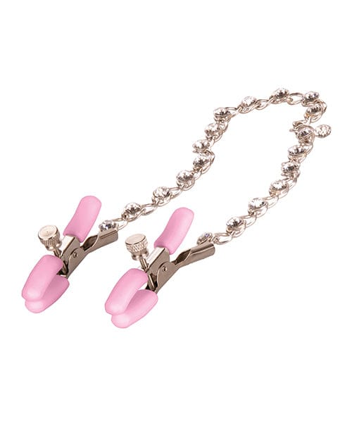 California Exotic Novelties Nipple Play Crystal Chain Nipple Clamps - Pink Kink &amp; BDSM
