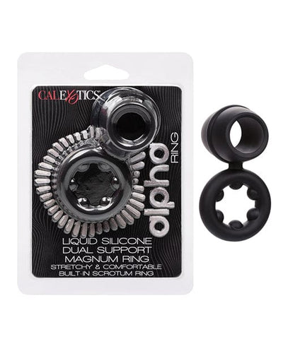 California Exotic Novelties Alpha Liquid Silicone Dual Magnum Ring - Black Penis Toys