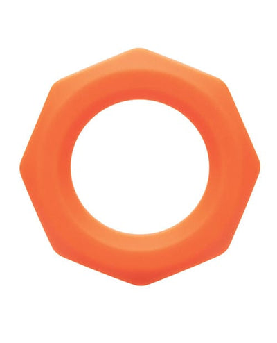 California Exotic Novelties Alpha Liquid Silicone Sexagon Ring - Orange Penis Toys