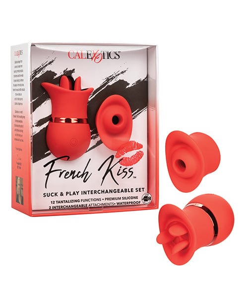 California Exotic Novelties French Kiss Suck &amp; Play Interchangeable Set - Red Vibrators