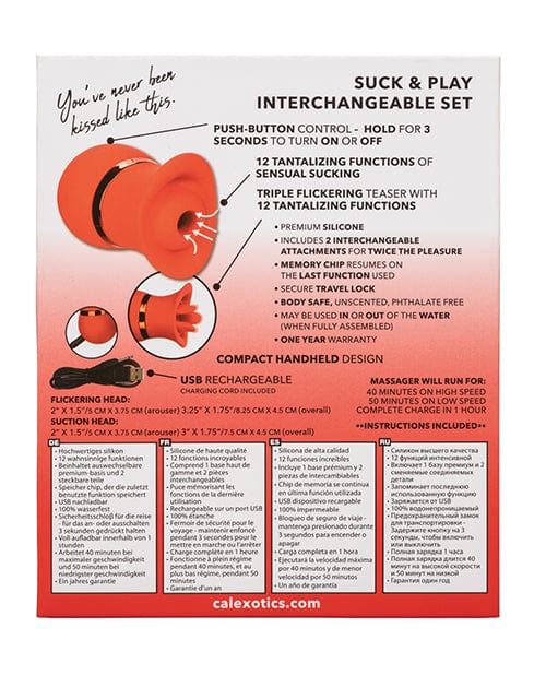 California Exotic Novelties French Kiss Suck &amp; Play Interchangeable Set - Red Vibrators