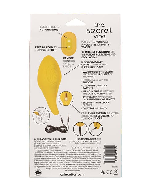 California Exotic Novelties Neon Vibes The Secret Vibe W-remote - Yellow Vibrators