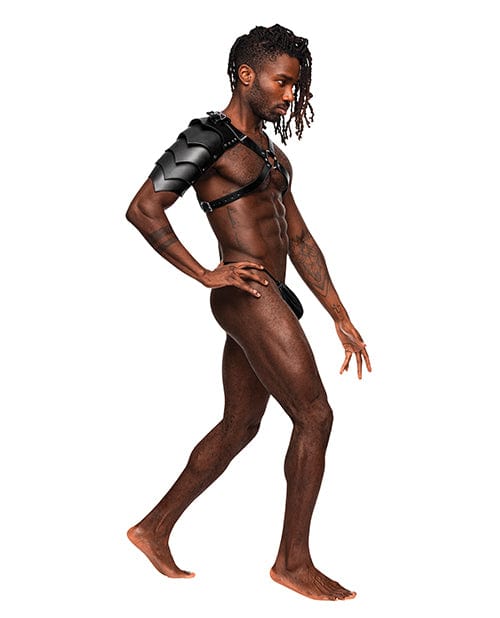 Comme Ci Comme Ca Aquarius Pu Leather Chest Harness W/half Sleeve Black O/s Kink &amp; BDSM
