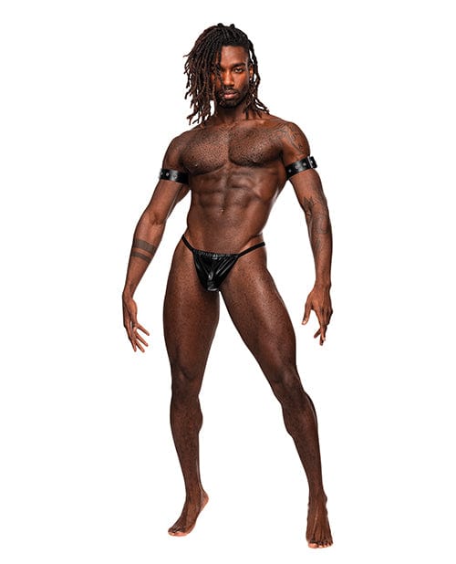 Comme Ci Comme Ca Pisces Pu Leather Bicep &amp; Back Harness Black O/s Kink &amp; BDSM
