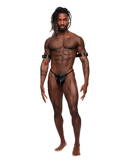 Comme Ci Comme Ca Pisces Pu Leather Bicep &amp; Back Harness Black O/s Kink &amp; BDSM