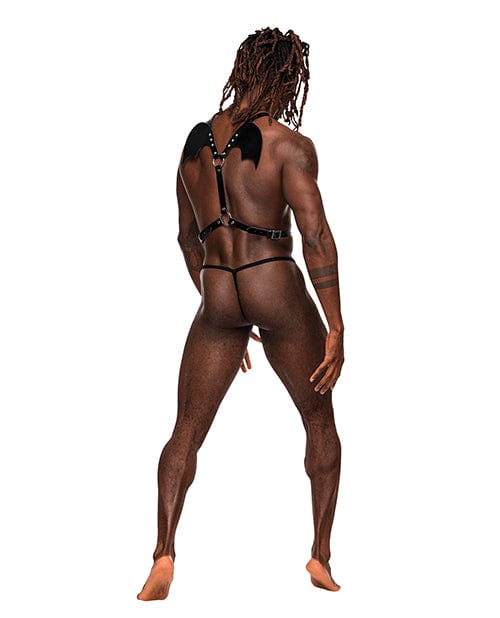 Comme Ci Comme Ca Sagittarius Pu Leather Chest &amp; Winged Back Harness Black O/s Kink &amp; BDSM
