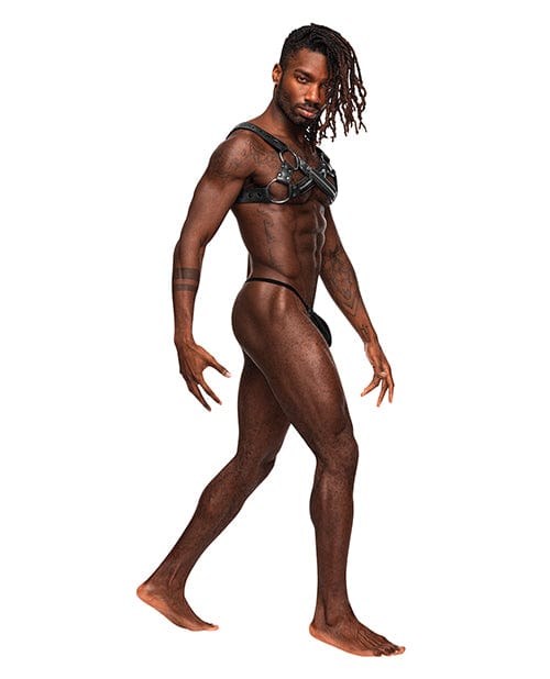 Comme Ci Comme Ca Virgo Pu Leather Chest Harness W/zipper Detail Black O/s Kink &amp; BDSM