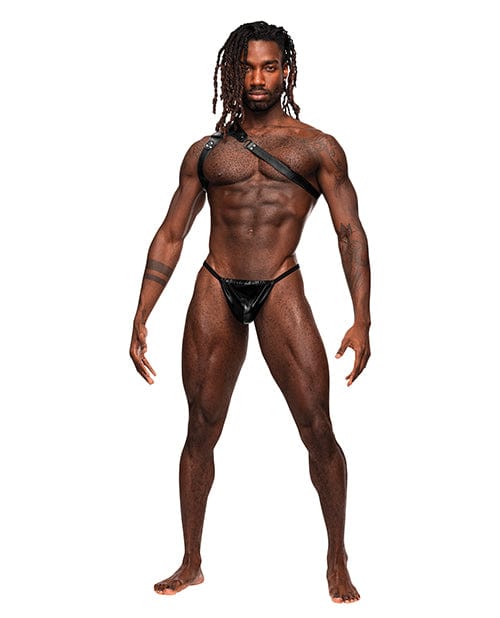 Comme Ci Comme Ca Zodiac Pu Leather Shoulder Harness Black O/s Kink &amp; BDSM