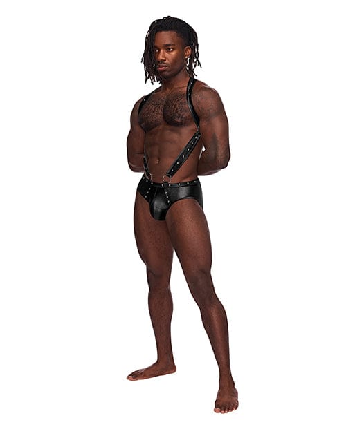 Comme Ci Comme Ca Fetish Uranus Nylon Spandex Moonshine Harness Brief Black Lingerie &amp; Costumes