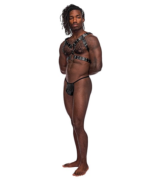 Comme Ci Comme Ca Leather Gemini Double Ring Harness Black O-s Lingerie &amp; Costumes