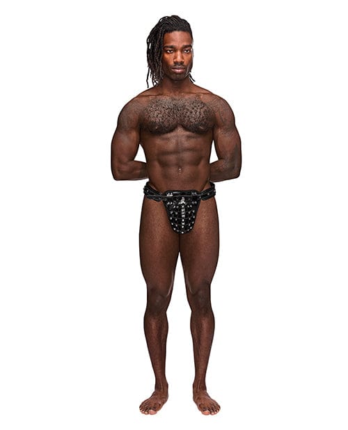 Comme Ci Comme Ca Leather Taurus Adjustable Buckle Thong Black O-s Lingerie &amp; Costumes