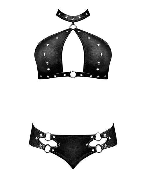 Comme Ci Comme Ca Lust Juno Top W/velcro Choker Neck &amp; Mini Short Black Lingerie &amp; Costumes