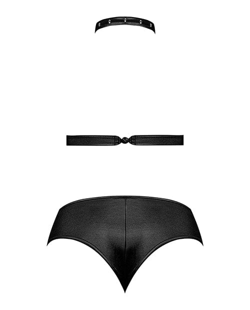 Comme Ci Comme Ca Lust Juno Top W/velcro Choker Neck &amp; Mini Short Black Lingerie &amp; Costumes