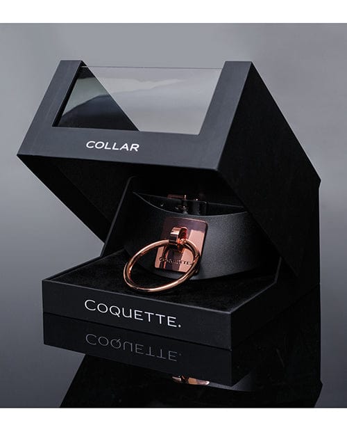 Coquette International Pleasure Collection Adjustable Collar - Black-rose Gold Kink &amp; BDSM