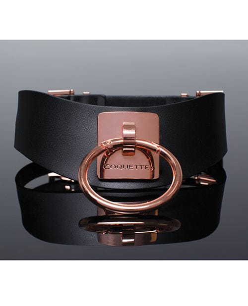 Coquette International Pleasure Collection Adjustable Collar - Black-rose Gold Kink &amp; BDSM