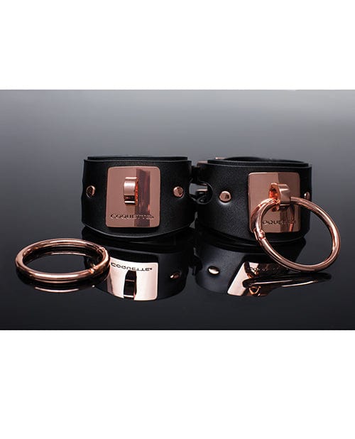 Coquette International Pleasure Collection Adjustable Handcuffs - Black-rose Gold Kink &amp; BDSM