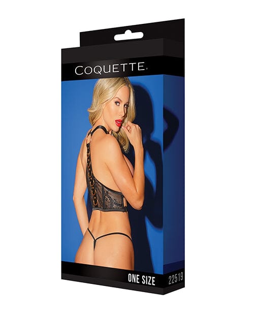Coquette International Black Label Harness W-rose Gold Rings Black O-s Lingerie &amp; Costumes