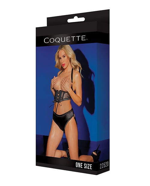 Coquette International Black Label Lace Panels Harness & Panty Black O-s Lingerie & Costumes