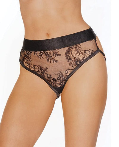 Coquette International Black Label Mesh Lace & Rose Gold Metal Chain Panty Black O-s Lingerie & Costumes
