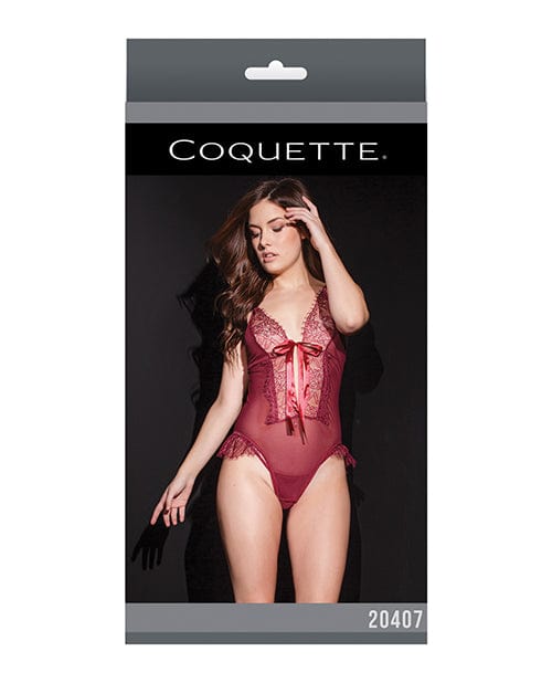 Coquette International Bold Mesh & Fine Lace Crotchless Teddy Lingerie & Costumes
