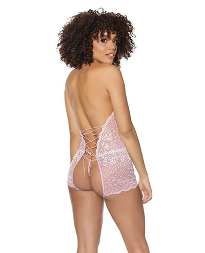 Coquette International Crystal Pink Halter Crotchless Teddy Pink-Silver One Size Fits Most Lingerie & Costumes