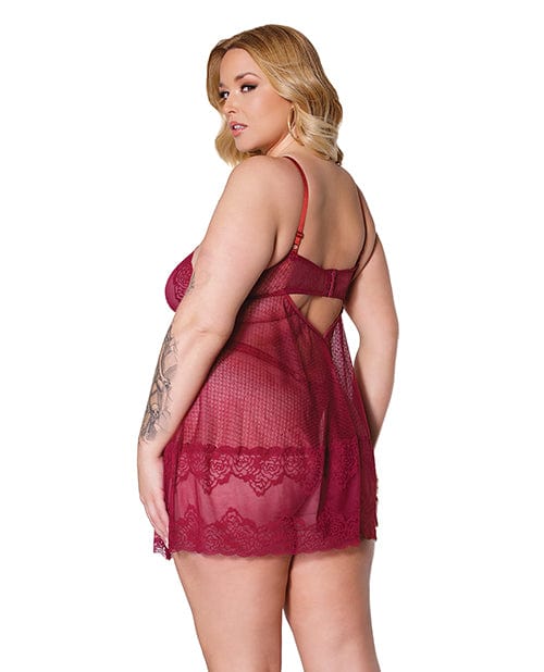 Coquette International Holiday Soft Underwire Babydoll &amp; Thong Merlot Lingerie &amp; Costumes