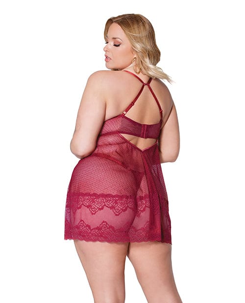 Coquette International Holiday Soft Underwire Babydoll &amp; Thong Merlot Lingerie &amp; Costumes