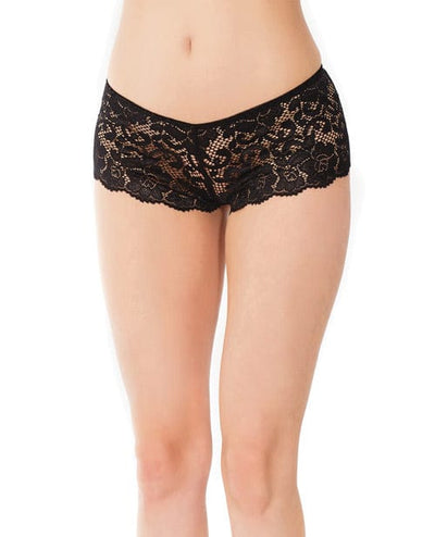 Coquette International Low Rise Stretch Scallop Lace Booty Short black Lingerie & Costumes