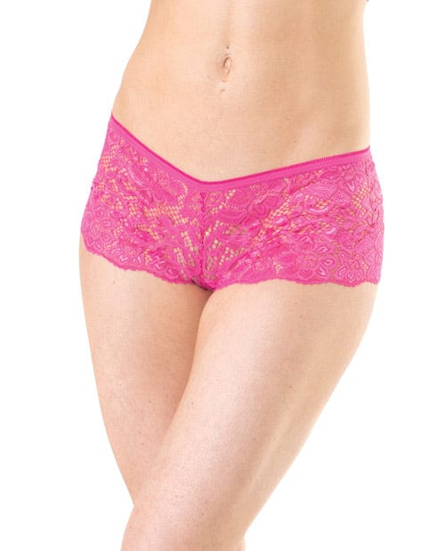 Coquette International Low Rise Stretch Scallop Lace Booty Short Hot Pink Lingerie &amp; Costumes